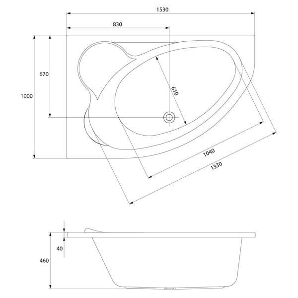 Ванна акриловая Cersanit Kaliope L 153x100 с ножками